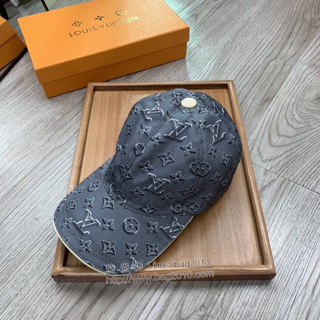 LV新品男士帽子 路易威登灰色印花鴨舌帽棒球帽  mm1334
